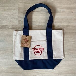 NEW Trader Joe's Mini Canvas Tote Bag - Blue